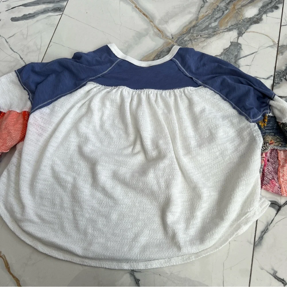 *flawed read description FREE PEOPLE Friday Fever Thermal Top Blue - Picture 3 of 8
